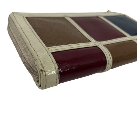 Hobo International Wallet Patent Leather Geometric‎ Colorful Square Zip - Picture 2 of 9